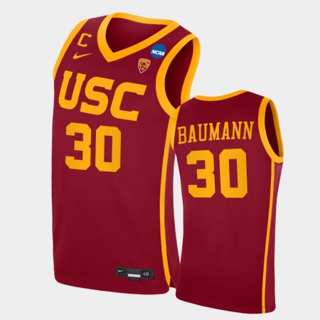 #30 Noah Baumann College Basketball Trojans PAC-12 Men's Cardinal Jersey 630874-806