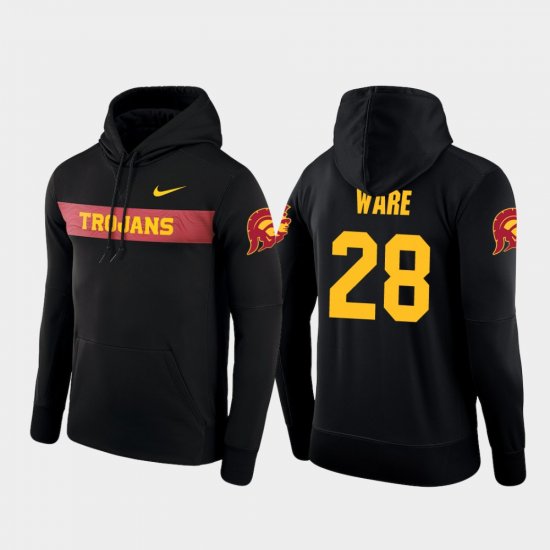 #28 Aca\'Cedric Ware Sideline Seismic Trojans Football Performance Mens Black Hoodie 163515-724