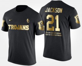 #21 Adoree' Jackson Gold Limited USC Short Sleeve With Message Mens Black T-Shirt 570817-844