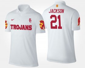 #21 Adoree' Jackson Name and Number Trojans Mens White Polo 237543-324