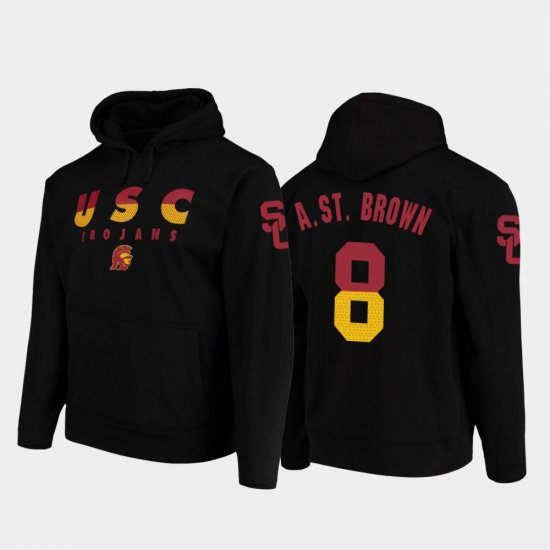 #8 Amon-Ra St. Brown Wedge Performance USC Trojans College Football Pullover Men Black Hoodie 813286-309
