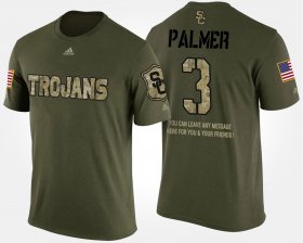#3 Carson Palmer Military USC Trojans Short Sleeve With Message Men's Camo T-Shirt 760196-415