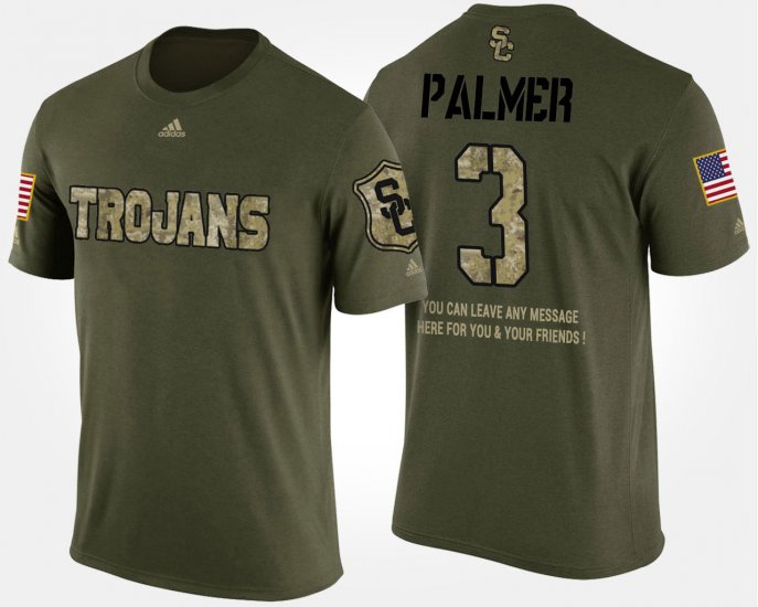 #3 Carson Palmer Military USC Trojans Short Sleeve With Message Men\'s Camo T-Shirt 760196-415