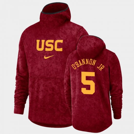 #5 Charles O\'Bannon Jr. Basketball Spotlight Trojans Pullover Team Logo Mens Cardinal Hoodie 319739-460