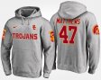 #47 Clay Matthews Name and Number Trojans Men Gray Hoodie 407361-242
