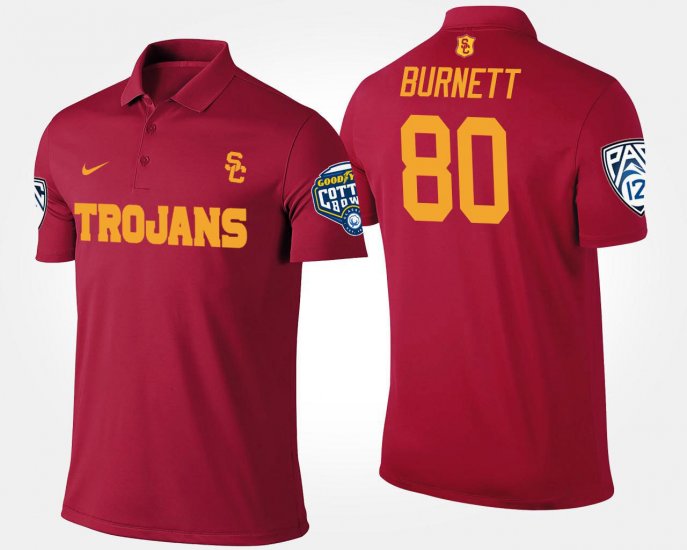 #80 Deontay Burnett Bowl Game USC Pac-12 Conference Cotton Bowl Name and Number Men\'s Cardinal Polo 398287-566