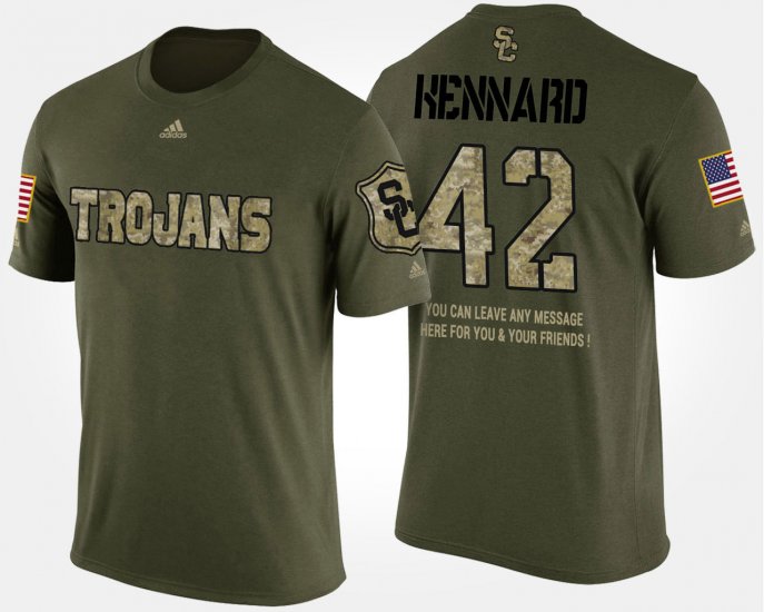 #42 Devon Kennard Military USC Short Sleeve With Message Men\'s Camo T-Shirt 429178-342