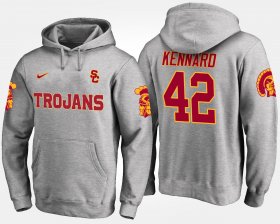 #42 Devon Kennard Name and Number USC Men Gray Hoodie 156747-610