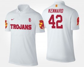 #42 Devon Kennard Name and Number Trojans Men's White Polo 480726-783