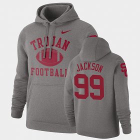 #99 Drake Jackson Retro Football USC Pullover Mens Heathered Gray Hoodie 541941-804