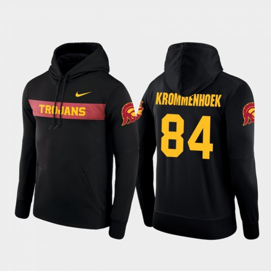 #84 Erik Krommenhoek Sideline Seismic Trojans Football Performance Mens Black Hoodie 911850-133