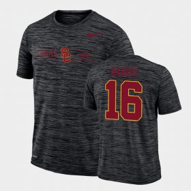 #16 Scott Harris GFX Velocity Trojans Sideline Legend Performance Mens Black T-Shirt 382368-575