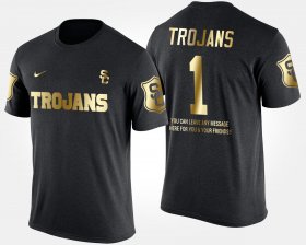#1 Gold Limited USC Trojans No.1 Short Sleeve With Message Men's Black T-Shirt 350564-749