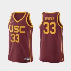 #33 J'Raan Brooks Replica Trojans College Basketball Mens Cardinal Jersey 279133-679