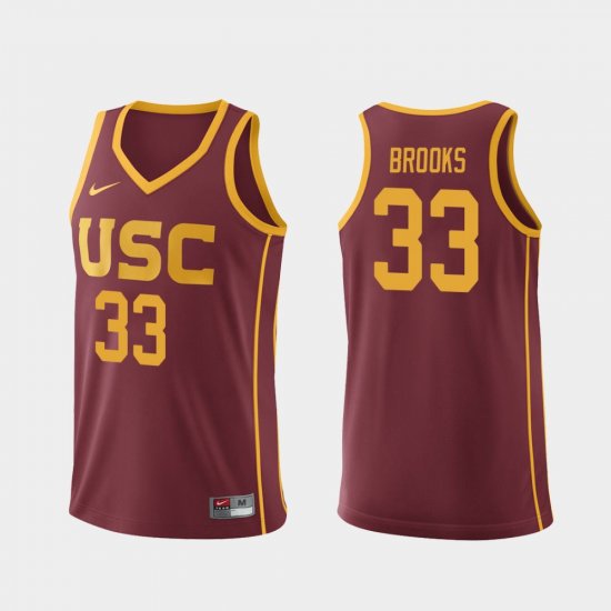 #33 J\'Raan Brooks Replica Trojans College Basketball Mens Cardinal Jersey 279133-679