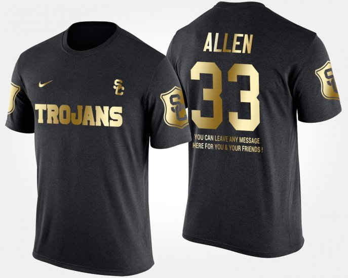 #33 Marcus Allen Gold Limited Trojans Short Sleeve With Message Mens Black T-Shirt 197038-361