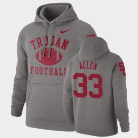 #33 Marcus Allen Retro Football USC Trojans Pullover Men Heathered Gray Hoodie 820975-335