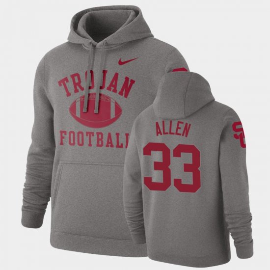 #33 Marcus Allen Retro Football USC Trojans Pullover Men Heathered Gray Hoodie 820975-335