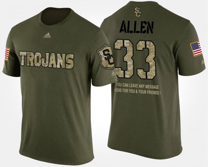#33 Marcus Allen Military USC Trojans Short Sleeve With Message Mens Camo T-Shirt 162493-658