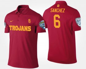 #6 Mark Sanchez Bowl Game Trojans Pac-12 Conference Cotton Bowl Name and Number Mens Cardinal Polo 407169-442