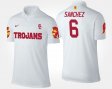 #6 Mark Sanchez Name and Number Trojans Men White Polo 999562-525