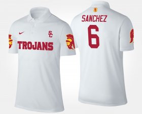 #6 Mark Sanchez Name and Number Trojans Men White Polo 999562-525