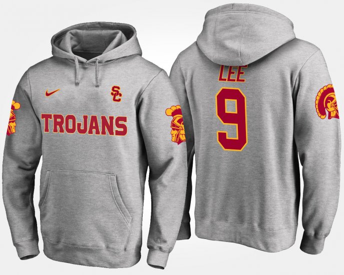 #9 Marqise Lee Name and Number USC Trojans Men Gray Hoodie 652388-318