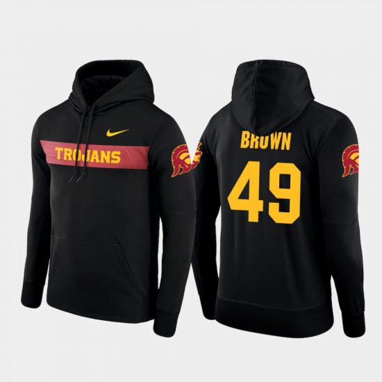#49 Michael Brown Sideline Seismic Trojans Football Performance Men Black Hoodie 603771-498