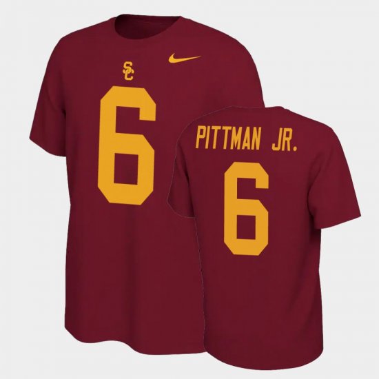 #6 Michael Pittman Jr. Name and Number USC Name & Number Retro Men\'s Cardinal T-Shirt 170346-168