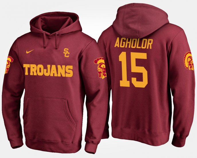#15 Nelson Agholor Name and Number USC Trojans Men\'s Cardinal Hoodie 185562-446