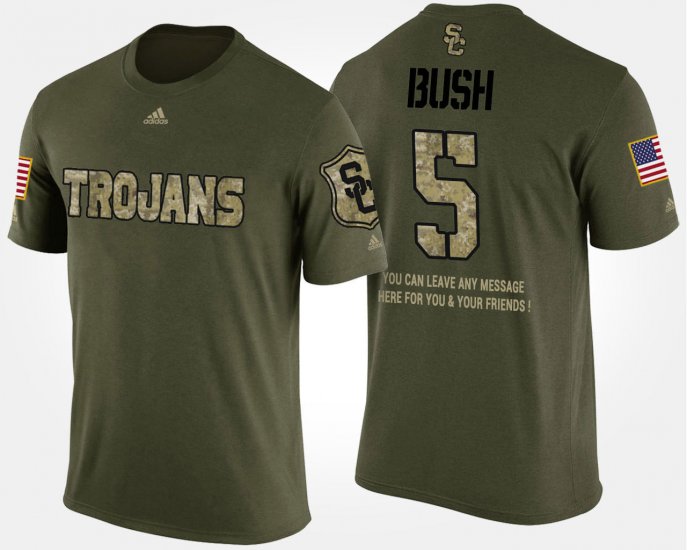 #5 Reggie Bush Military USC Short Sleeve With Message Men Camo T-Shirt 367730-622