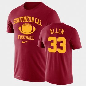 #33 Marcus Allen Retro Football USC Trojans Legend Performance Men's Cardinal T-Shirt 542598-287