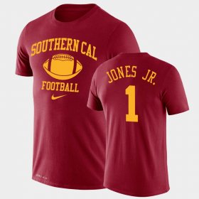 #1 Velus Jones Jr. Retro Football Trojans Legend Performance Mens Cardinal T-Shirt 929052-744