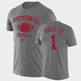 #1 Velus Jones Jr. Retro Football Trojans Legend Performance Mens Heathered Gray T-Shirt 228532-283