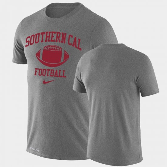Retro Football Trojans Lockup Legend Performance Men\'s Heathered Gray T-Shirt 154761-932