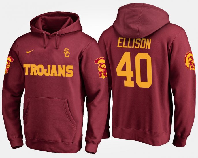 #40 Rhett Ellison Name and Number USC Men Cardinal Hoodie 675400-266