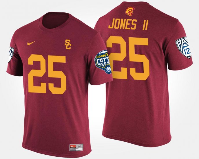 #25 Ronald Jones II Bowl Game USC Pac-12 Conference Cotton Bowl Men Cardinal T-Shirt 136679-148