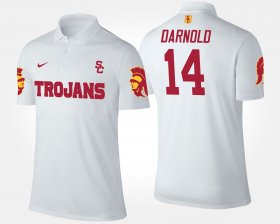 #14 Sam Darnold Name and Number USC Trojans Men's White Polo 863406-480