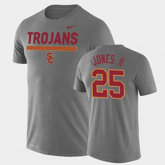 #25 Ronald Jones II Team DNA USC Trojans Legend Performance Men Heathered Gray T-Shirt 598342-845