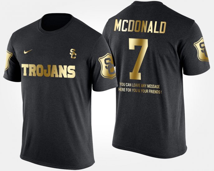 #7 T.J. McDonald Gold Limited USC Trojans Short Sleeve With Message Men Black T-Shirt 793238-256