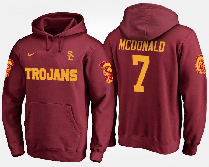#7 T.J. McDonald Name and Number Trojans Men Cardinal Hoodie 972480-841