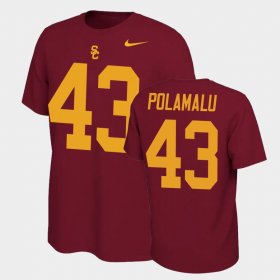 #43 Troy Polamalu Name and Number Trojans Name & Number Retro Men Cardinal T-Shirt 866011-730