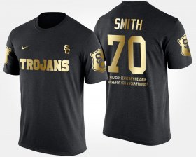 #70 Tyron Smith Gold Limited Trojans Short Sleeve With Message Men's Black T-Shirt 507648-138