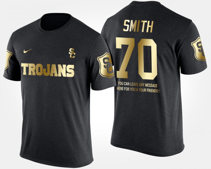 #70 Tyron Smith Gold Limited Trojans Short Sleeve With Message Men\'s Black T-Shirt 507648-138