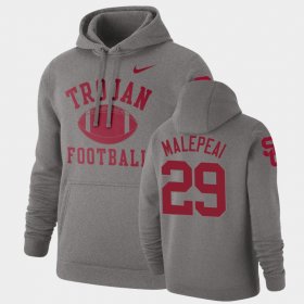 #29 Vavae Malepeai Retro Football USC Pullover Mens Heathered Gray Hoodie 176896-462