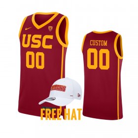 #00 Custom College Basketball Trojans Away Men Cardinal Jersey 897193-326