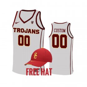 #00 Custom College Basketball USC Free Hat Men White Jersey 468735-239