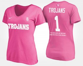 #1 Name and Number Trojans No.1 Short Sleeve With Message Women Pink T-Shirt 637661-784